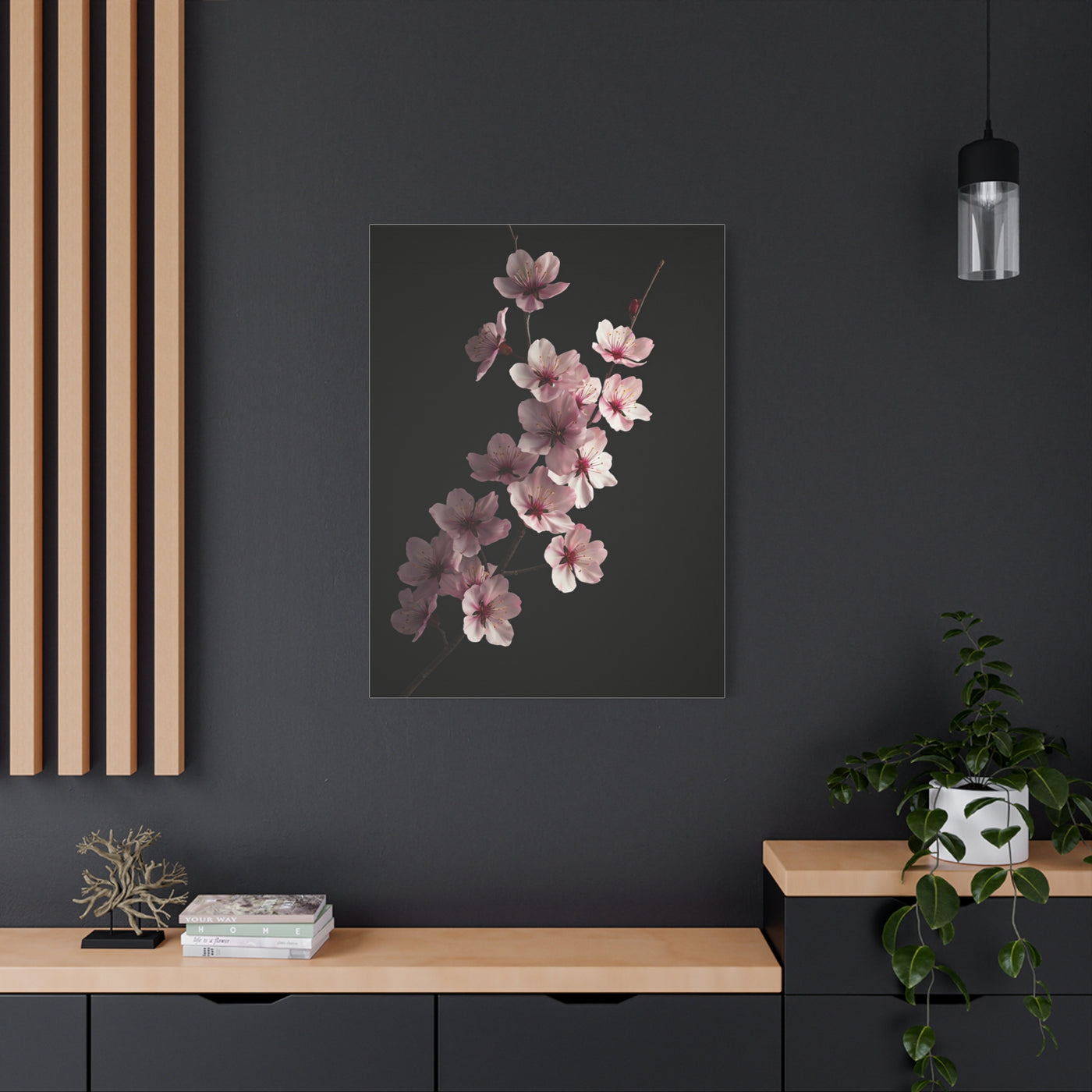 Dark Luxury Cherry Blossom Branch Wall Art & Canvas Prints