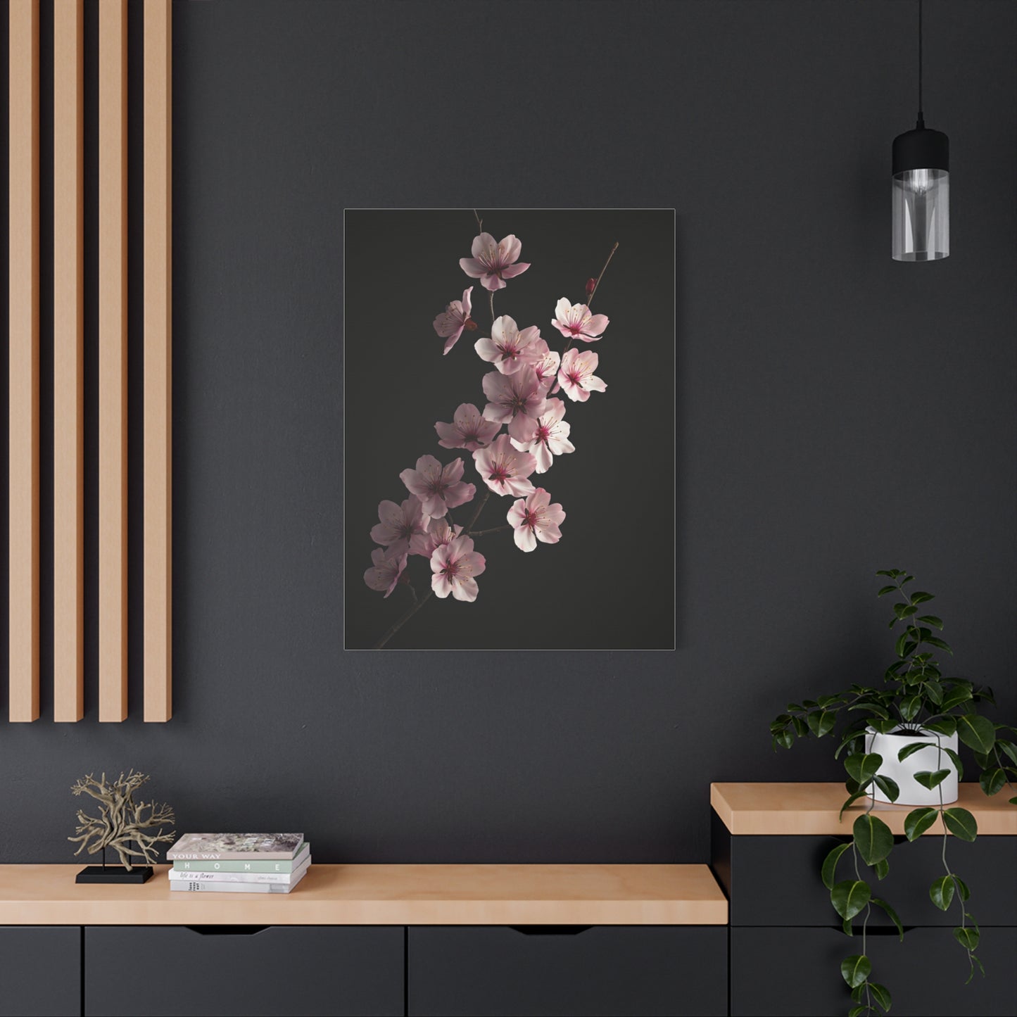 Dark Luxury Cherry Blossom Branch Wall Art & Canvas Prints