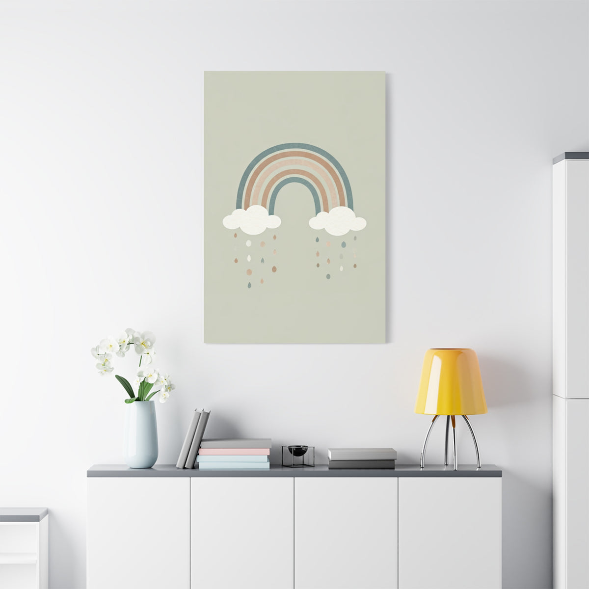Pastel Rainbow & Clouds Nursery Wall Art & Canvas Print