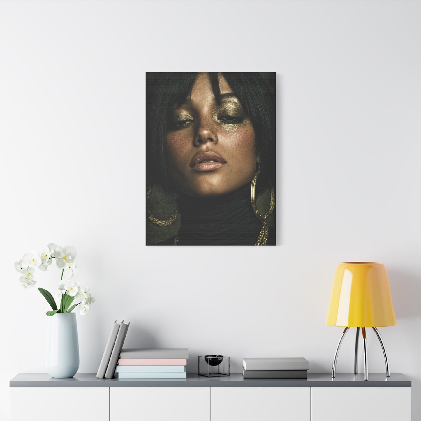 Gold Leaf Eyelid Noir Portrait Wall Art & Canvas Print
