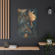 Mother and Cub Moonlit Fox Portrait Wall Art & Canvas Print