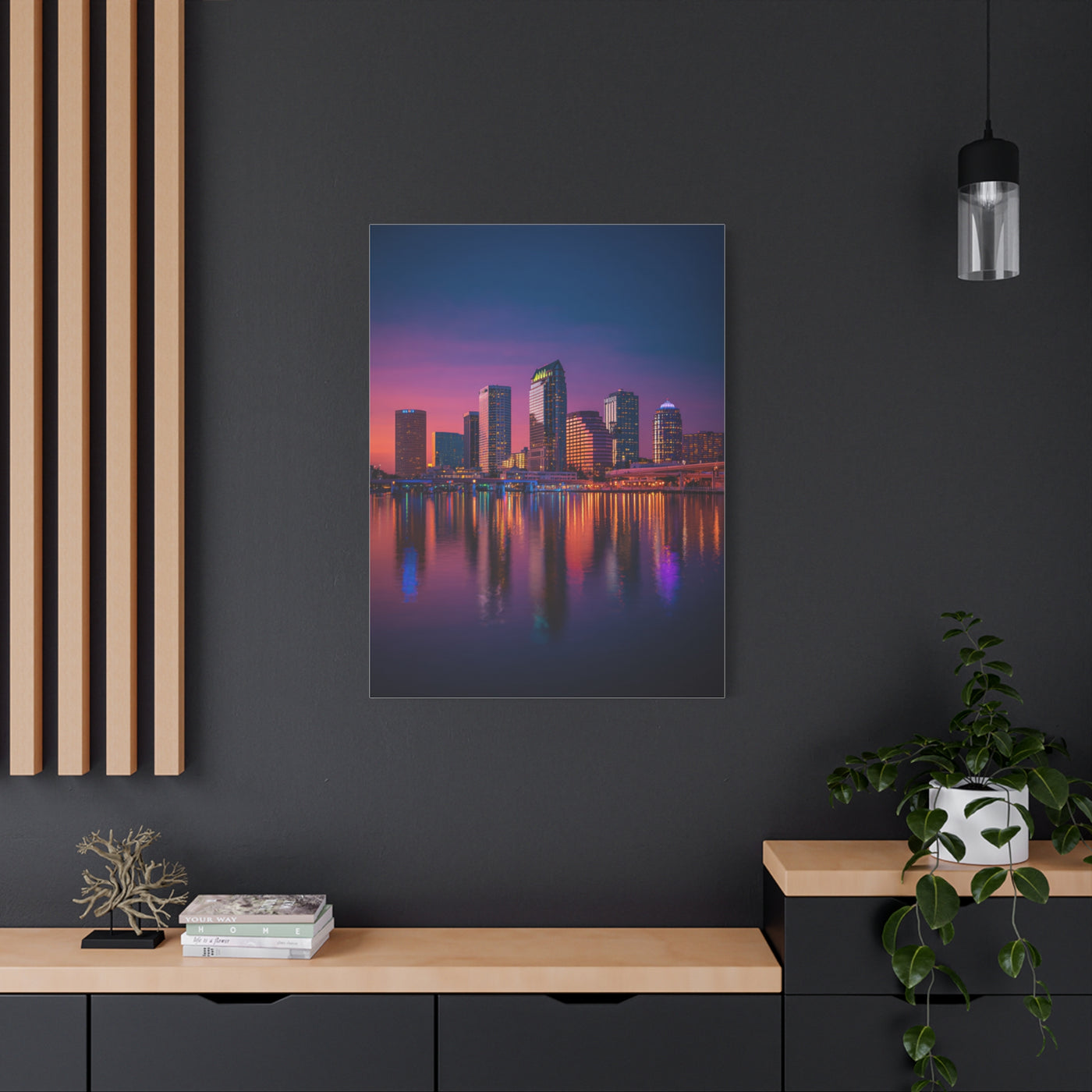 Modern City Skyline at Dusk Wall Art & Canvas Print