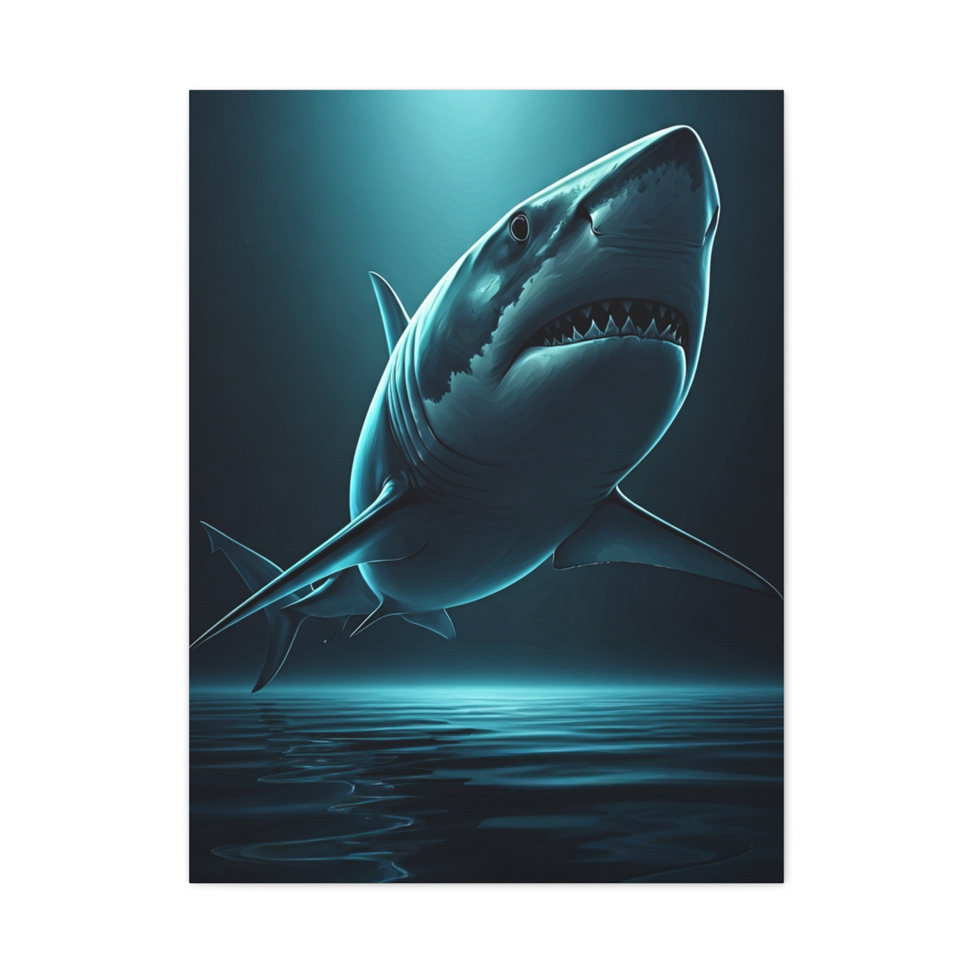Great White Shark in Deep Blue Waters Wall Art & Canvas Prints