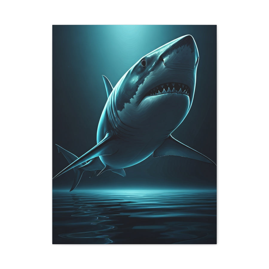 Great White Shark in Deep Blue Waters Wall Art & Canvas Prints