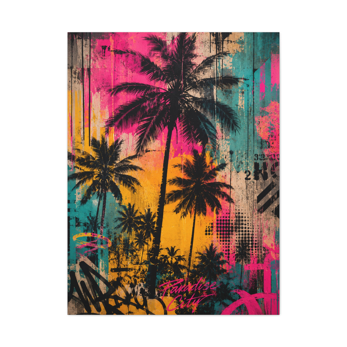 Urban Tropical Graffiti Palm Statement Tropical Wall Art & Canvas Print