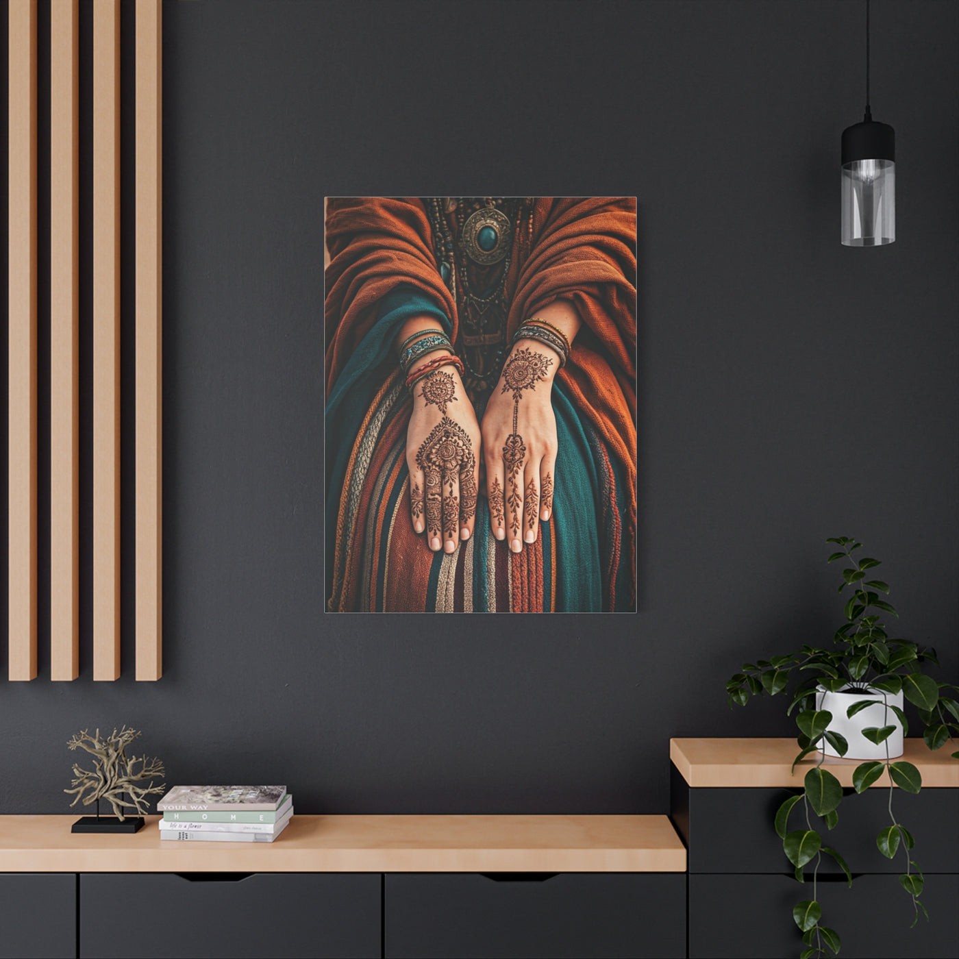 Henna Adorned Hands Bohemian Ritual Wall Art & Canvas Prints