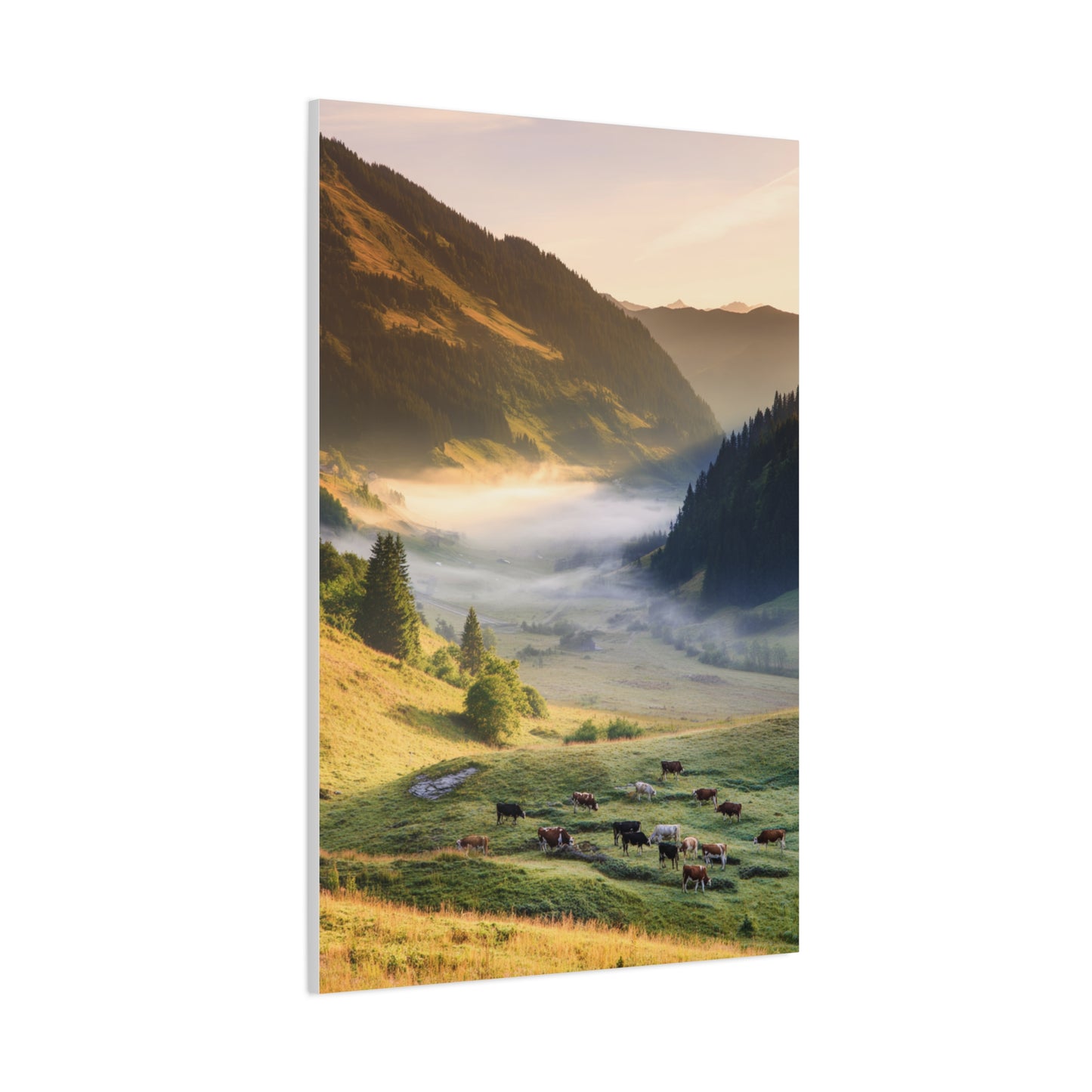 Alpine Valley Morning Pasture Wall Art & Canvas Print