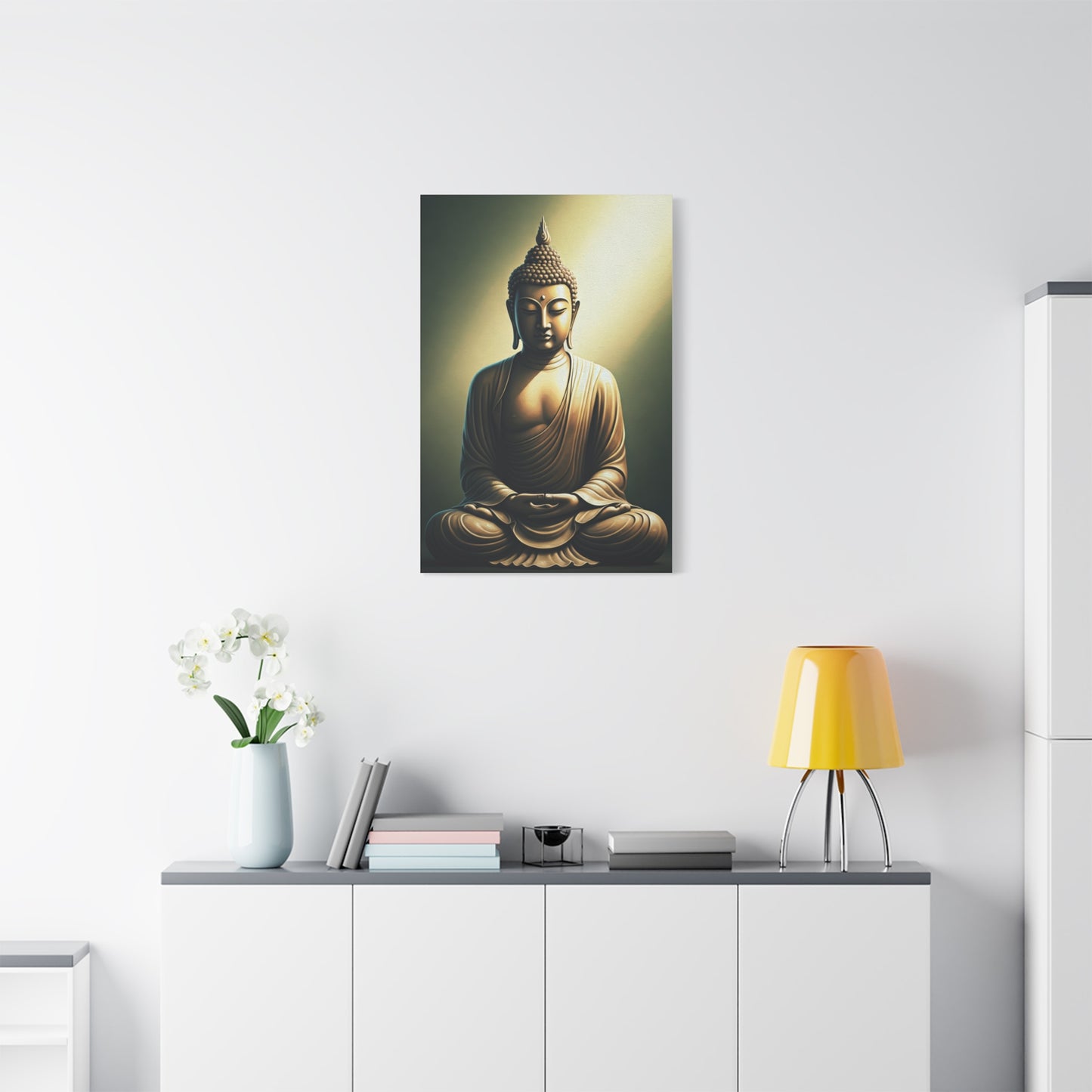 Golden Harmony Buddha Meditation Portrait Wall Art & Canvas Prints