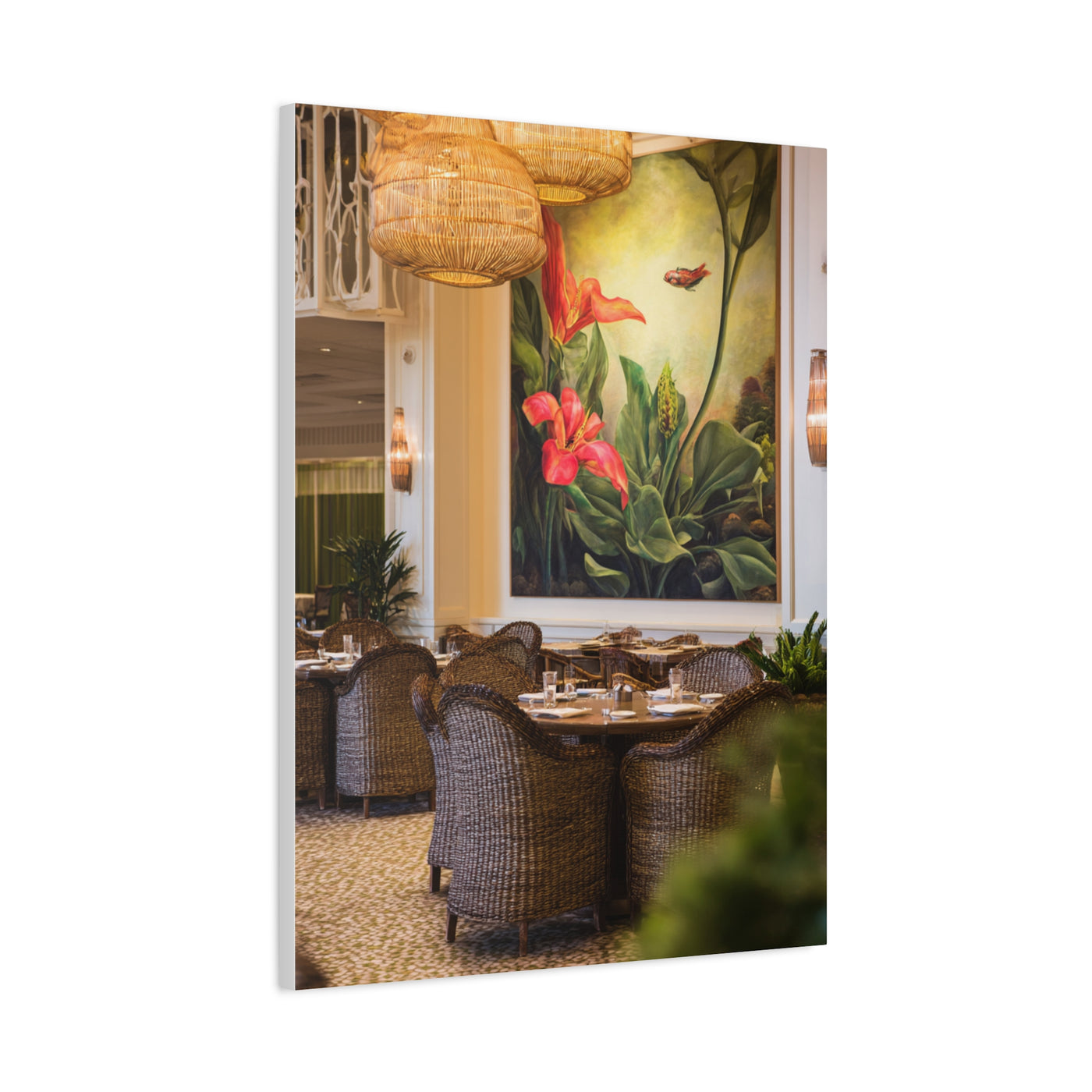 Tropical Flora and Fauna Resort Restaurant Wall Art & Canvas Print