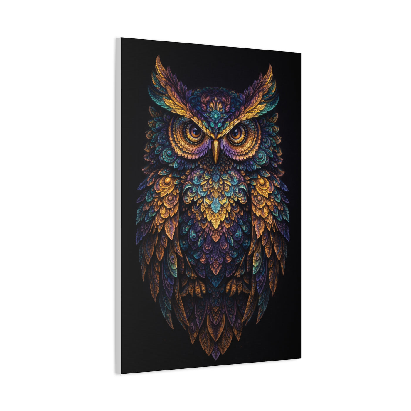 Jewel Feather Fractal Owl Wall Art & Canvas Print