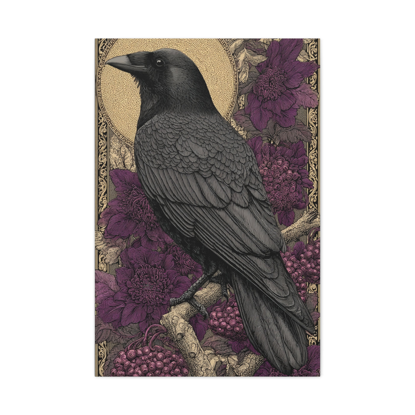Dark Raven Moon Folk Wall Art & Canvas Print