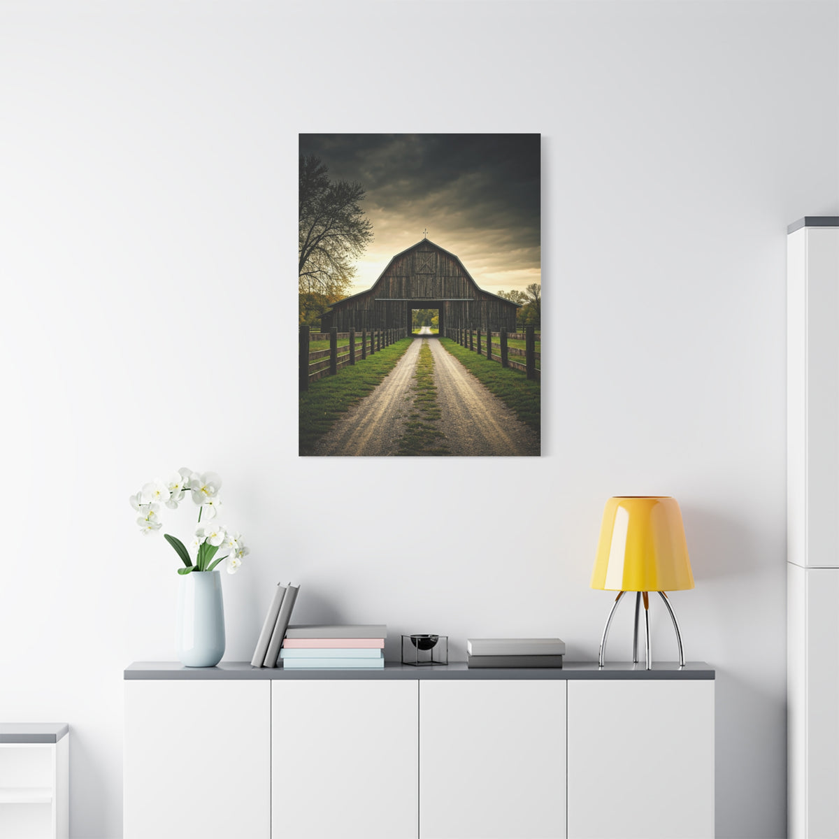 Symmetrical Drive-Through Barn Wall Art & Canvas Prints