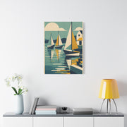 Geometric Harbor Sailboats Wall Art & Canvas Print