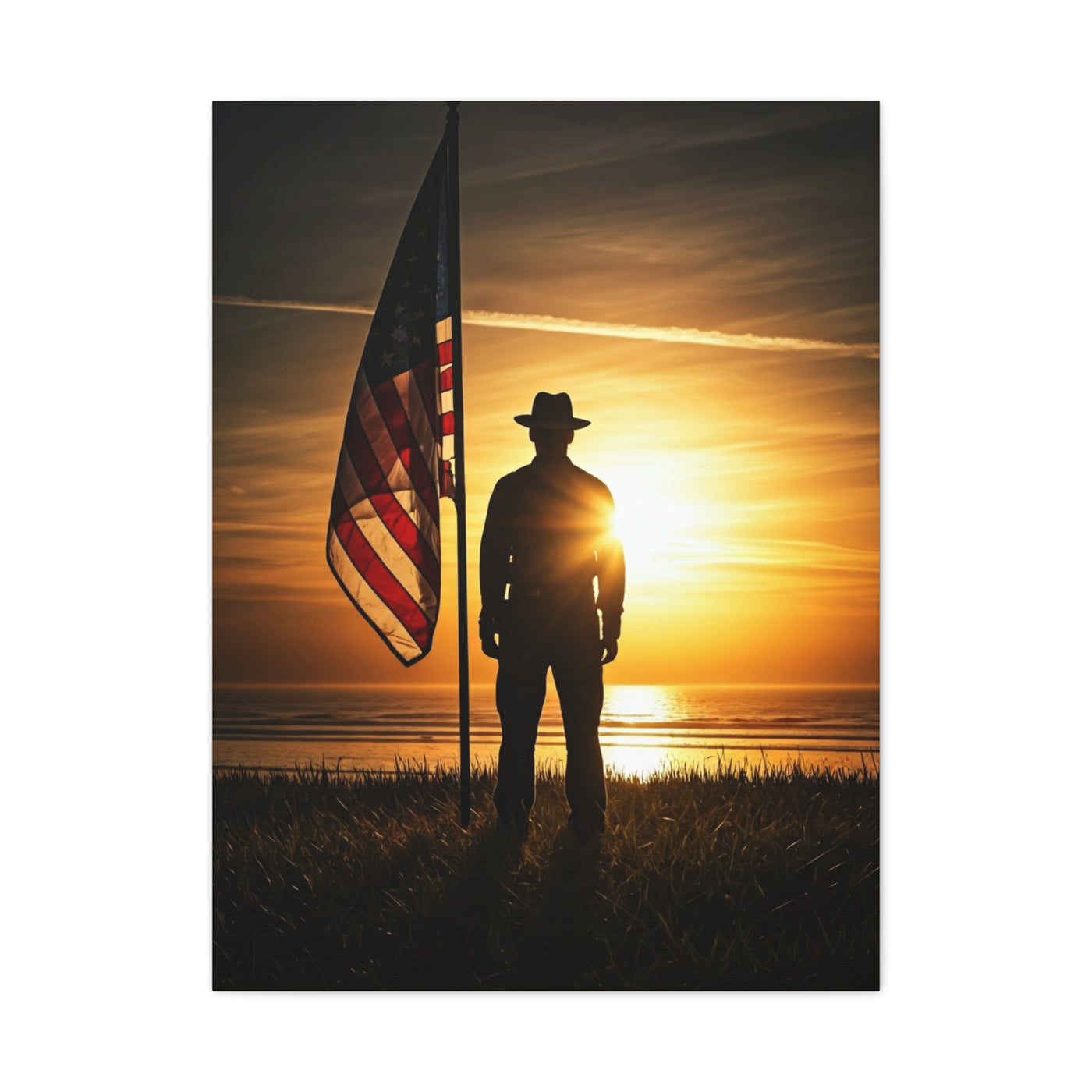 Sunset Veteran Tribute Flag Wall Art & Canvas Prints