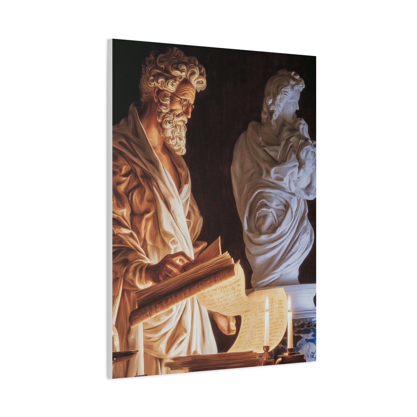 Renaissance Philosopher Reading Ancient Scrolls Wall Art & Canvas Print