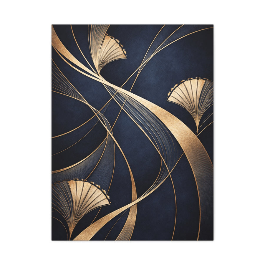 Art Deco Navy Gold Flow Wall Art & Canvas Print