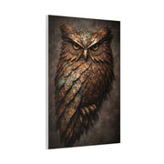 Rustic Metal Feather Owl Sculpture Wall Art & Canvas Print