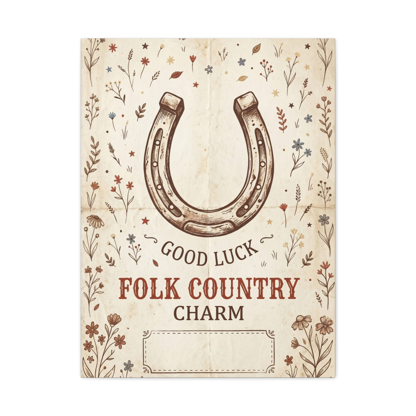 Rustic Horseshoe Folk Charm Poster Wall Art & Canvas Print