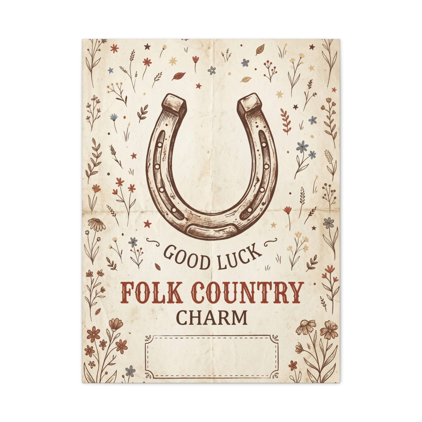 Rustic Horseshoe Folk Charm Poster Wall Art & Canvas Print