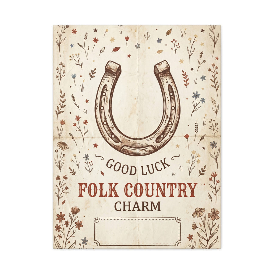 Rustic Horseshoe Folk Charm Poster Wall Art & Canvas Print