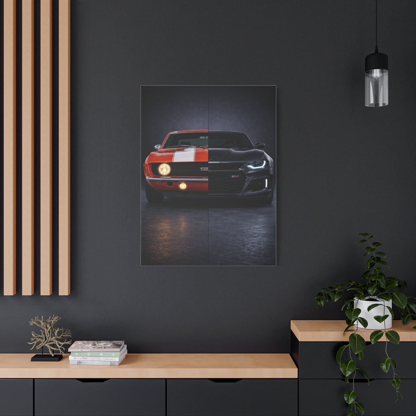 Chevrolet Camaro Split Classic SS vs Modern ZL1 Wall Art & Canvas Prints