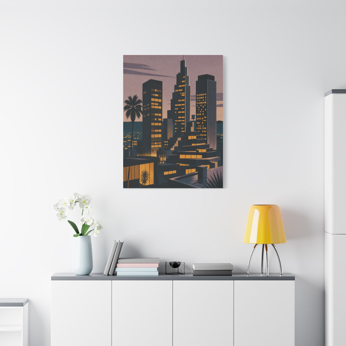 Retro Modern Skyline Dusk Wall Art & Canvas Print