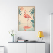 Minimal Flamingo Sunset Reflection Tropical Wall Art & Canvas Print