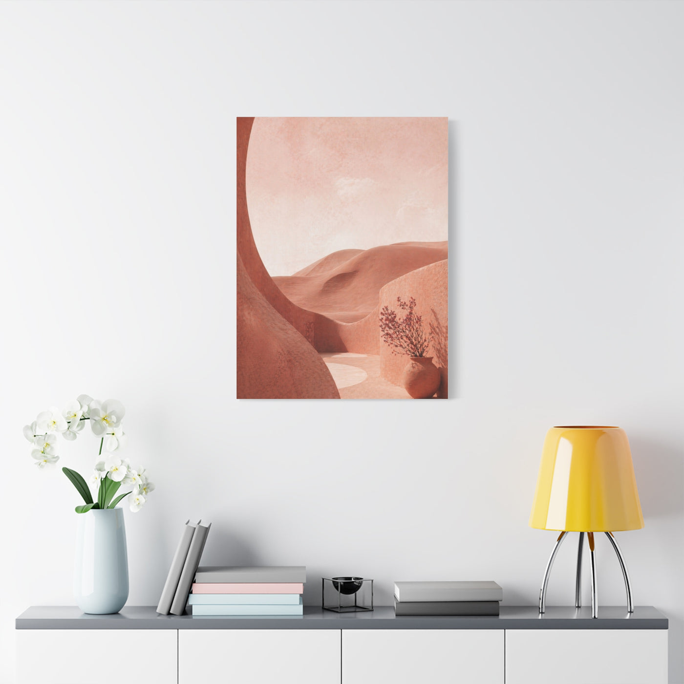 Terracotta Pink Desert Abstraction Wall Art & Canvas Print