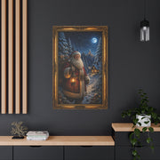 Moonlit Winter Forest Santa Wall Art & Canvas Print