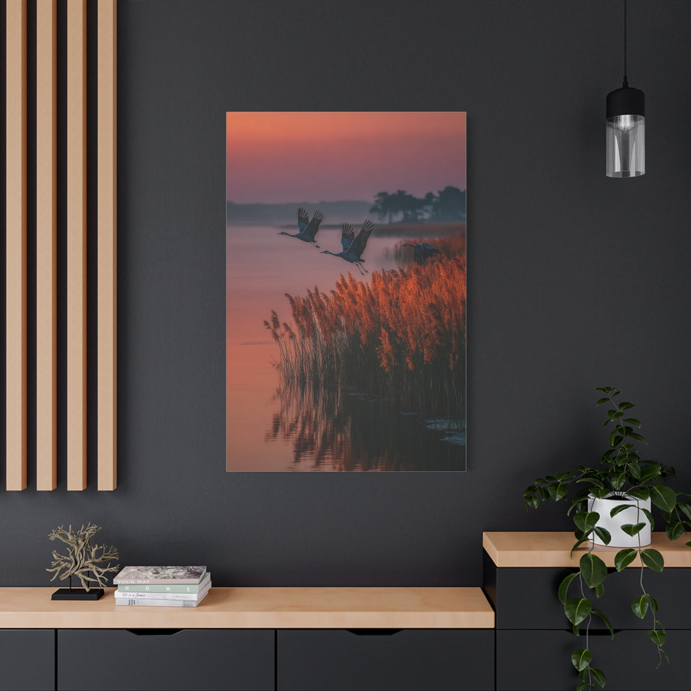Autumn Marsh Sunrise Geese Wall Art & Canvas Print