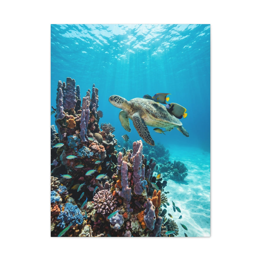 Tropical Ocean Turtle Reef Escape Tropical Wall Art & Canvas Print