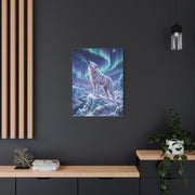 Arctic Wolf Aurora Borealis Scene Wall Art & Canvas Print