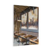 Elegant City Skyline Café Interior Wall Art & Canvas Print