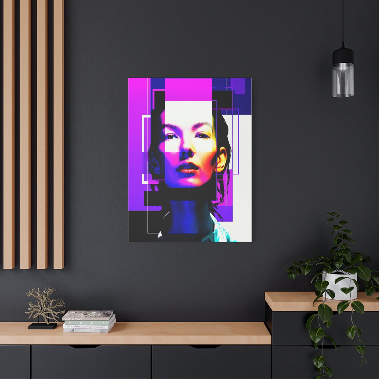 Neon Geometry Portrait Wall Art & Canvas Print