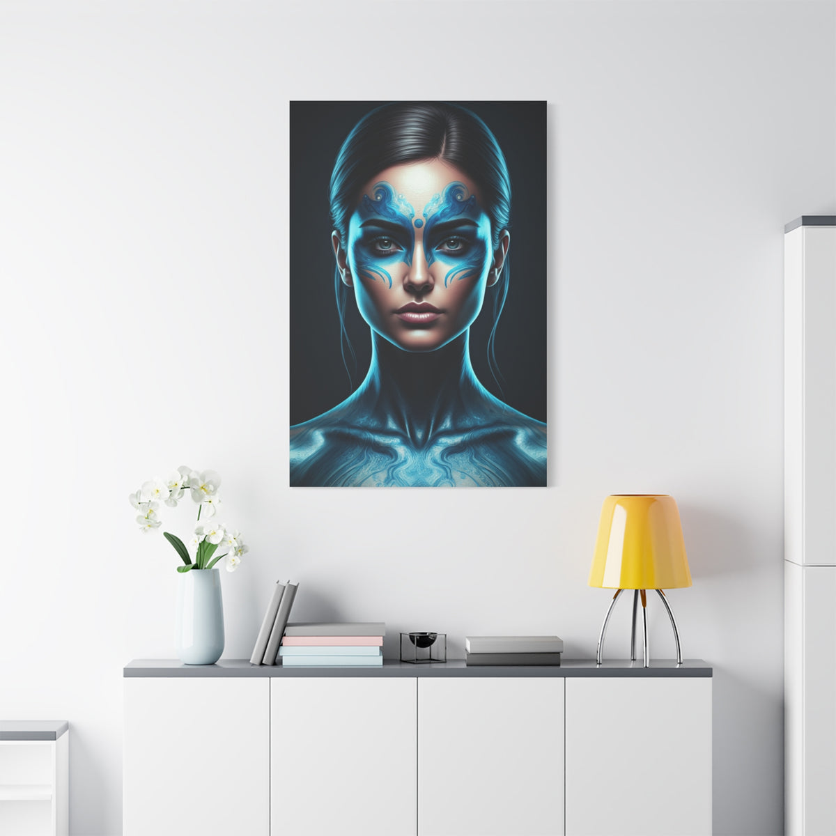 Celestial Blue Figure Portrait Wall Art & Canvas Prints