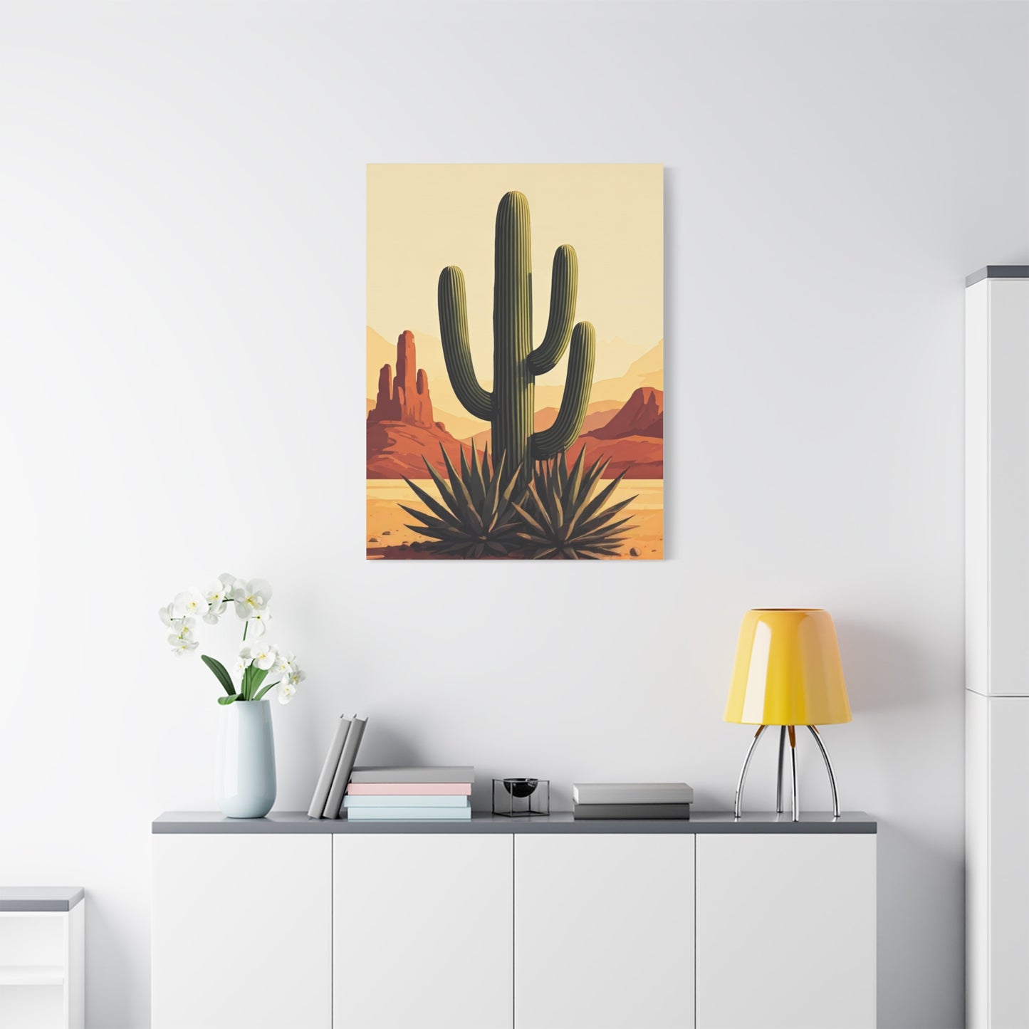 Red Mesa Desert Cactus Landscape Wall Art & Canvas Prints