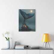 Moonlit Driftwood Whale Tail Wall Art & Canvas Print