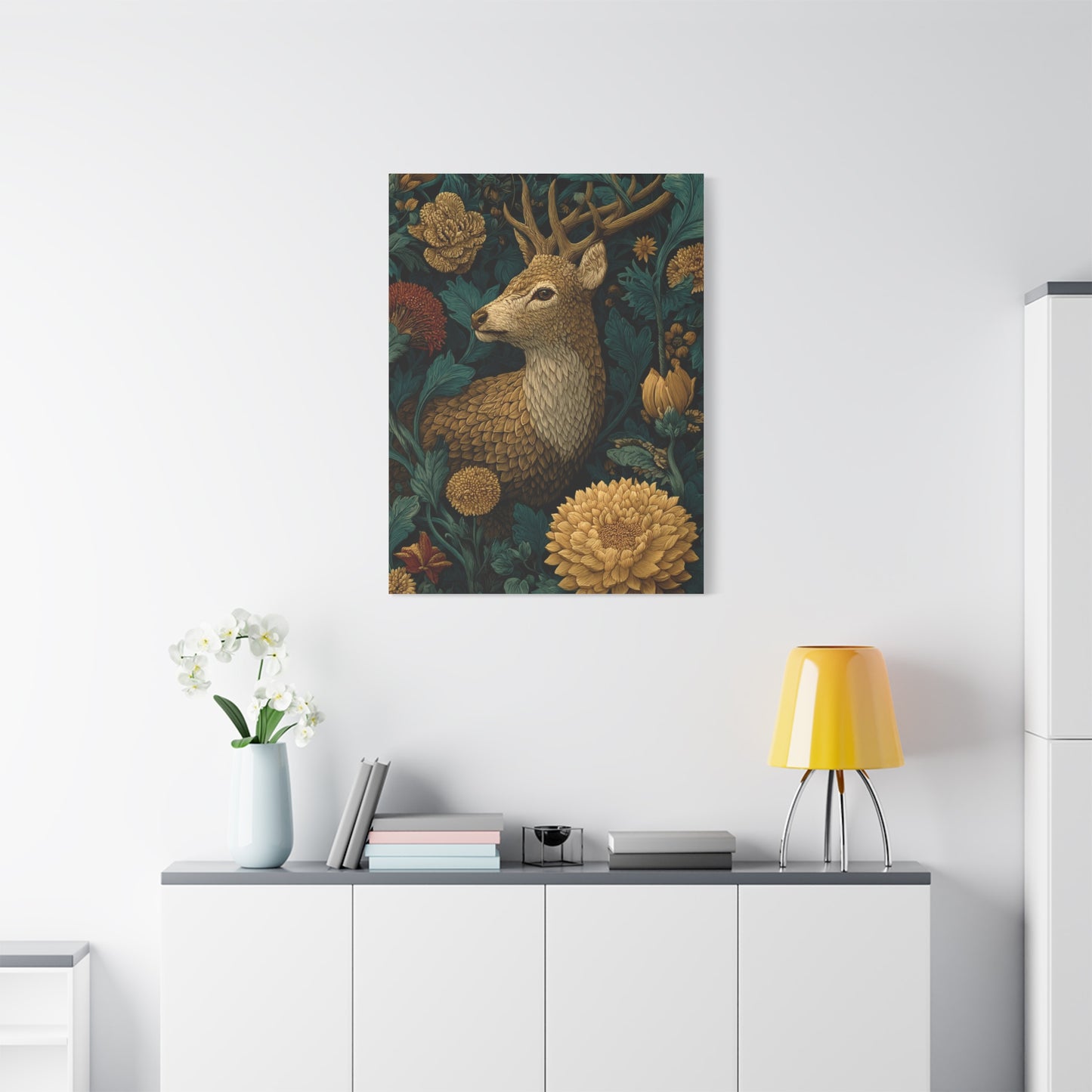 Art Deco Black and Gold Stag Wall Art & Canvas Print