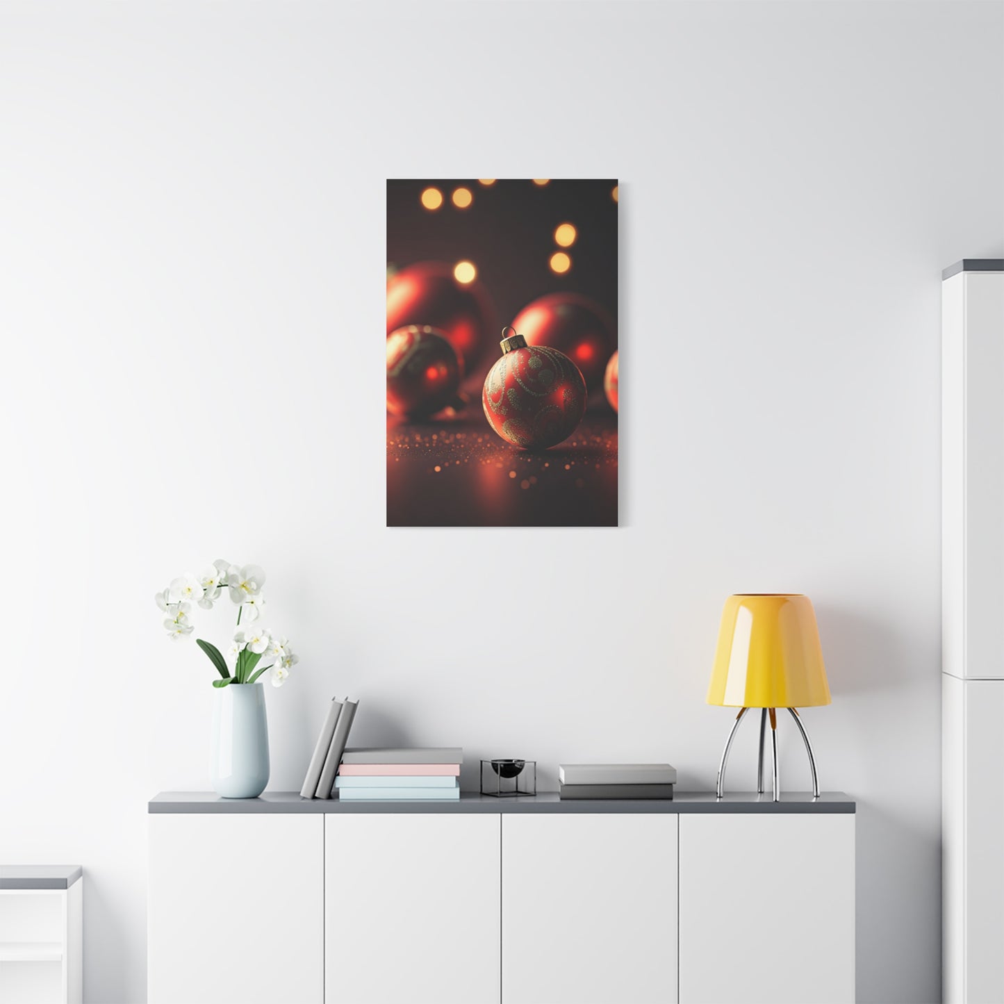 Red Christmas Baubles Festive Glow Wall Art & Canvas Print
