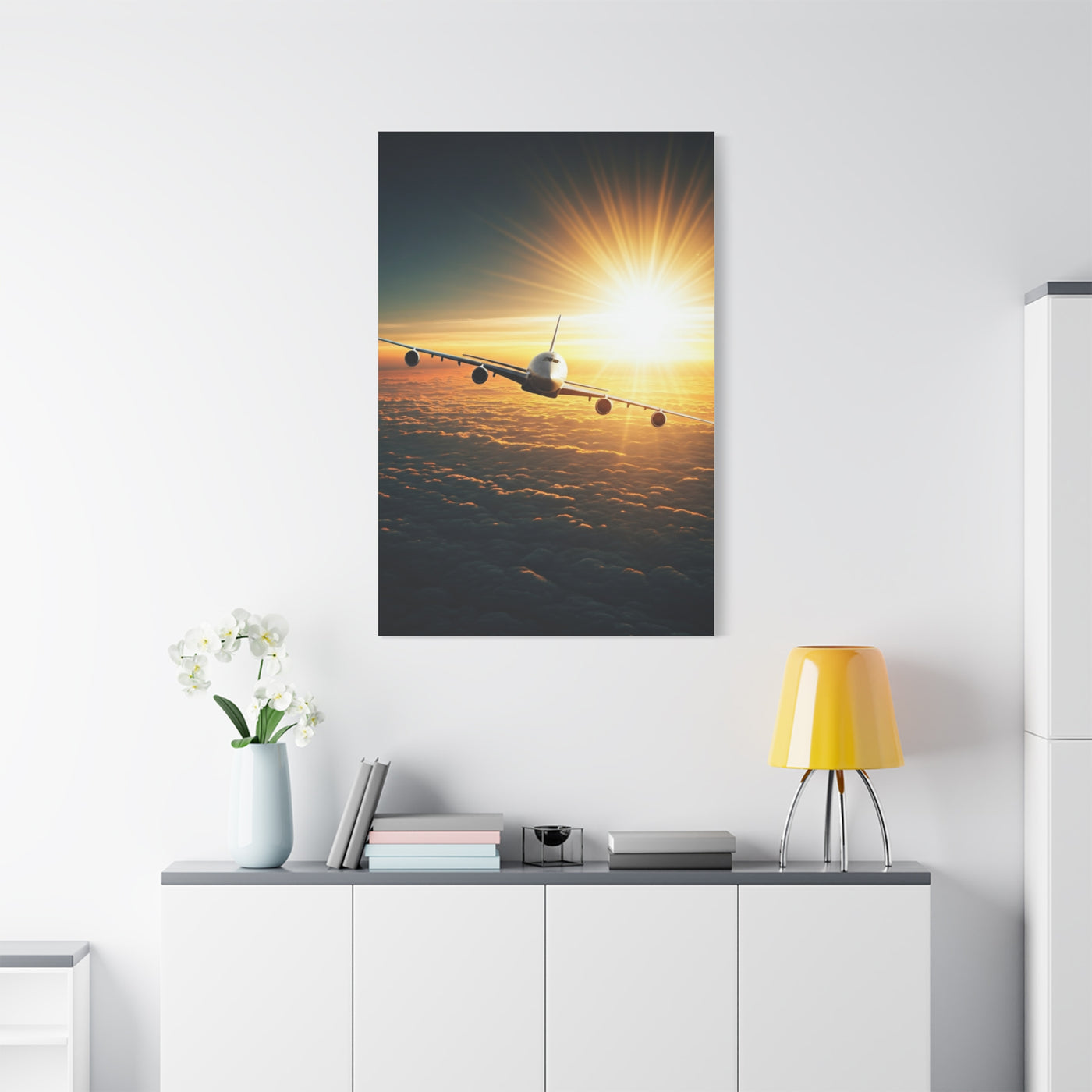 Sunrise Airliner Above the Clouds Wall Art & Canvas Prints