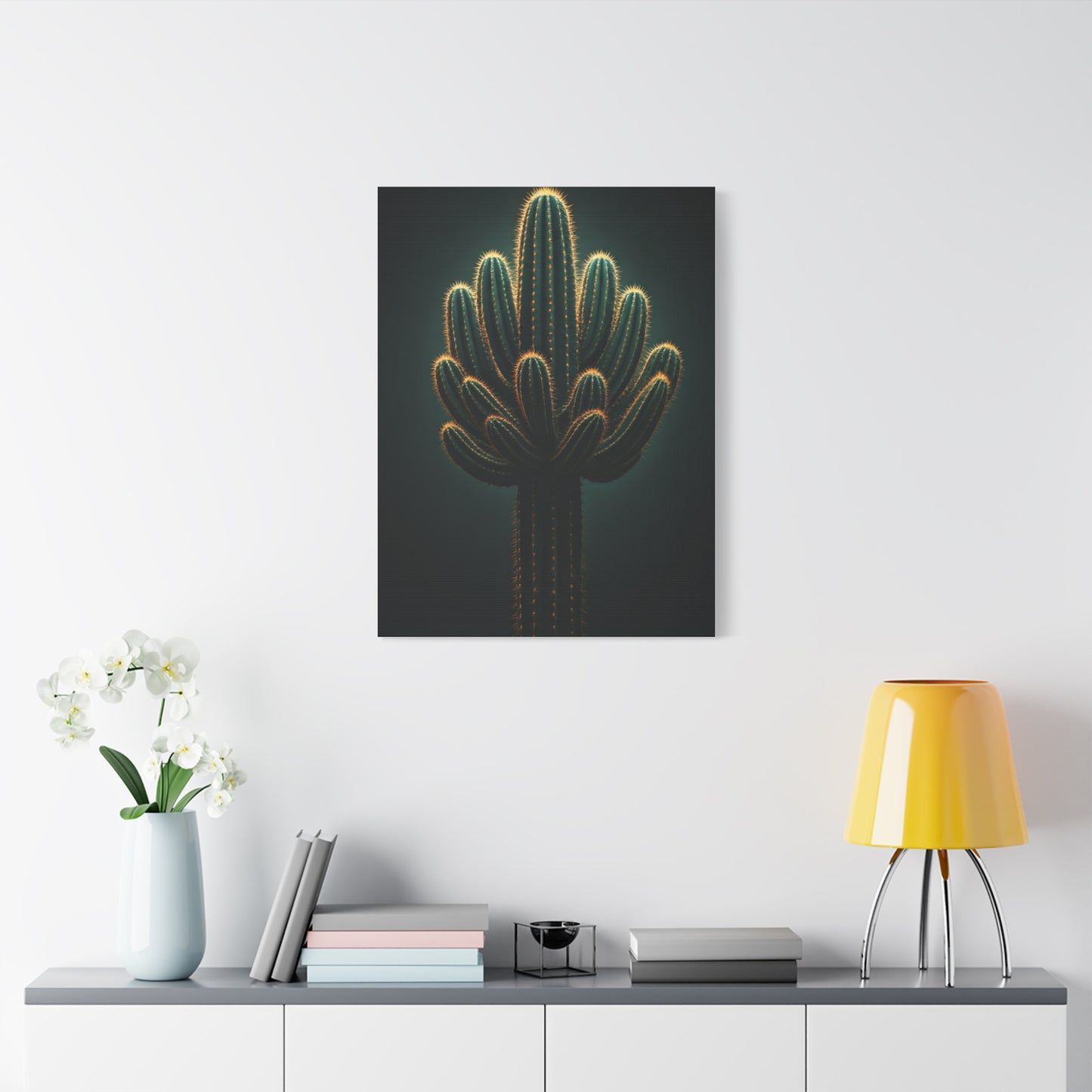 Golden Saguaro Cactus Desert Silhouette Wall Art & Canvas Prints