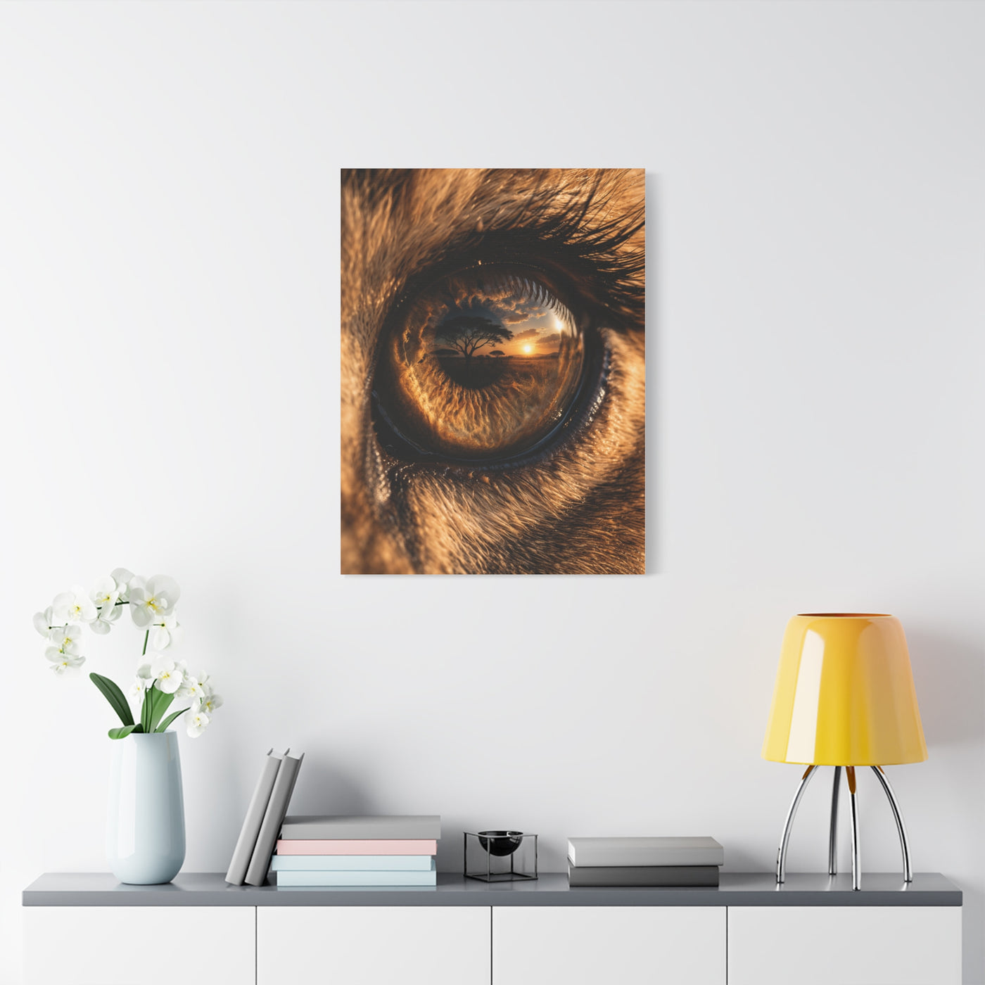 Lion Eye Reflection Macro Wall Art & Canvas Print