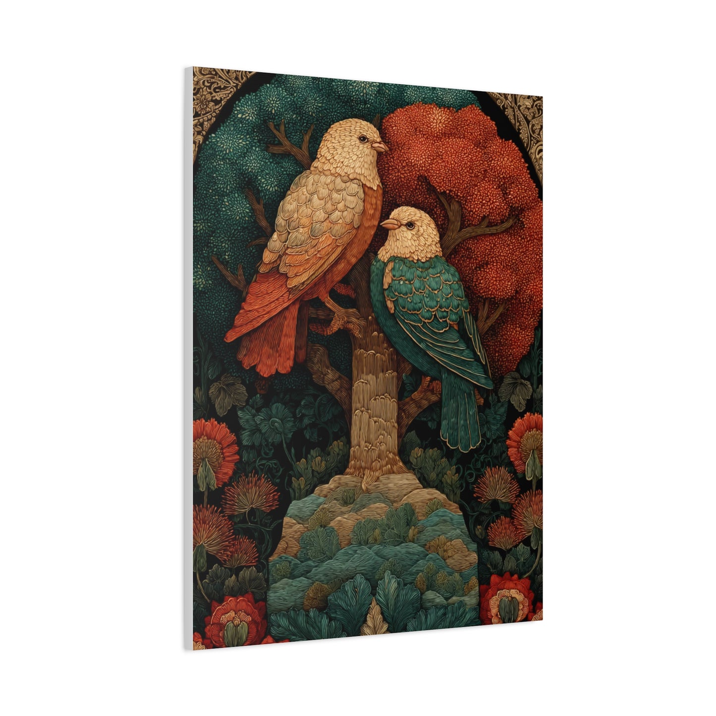 Folk Tree of Life Birds Wall Art & Canvas Print