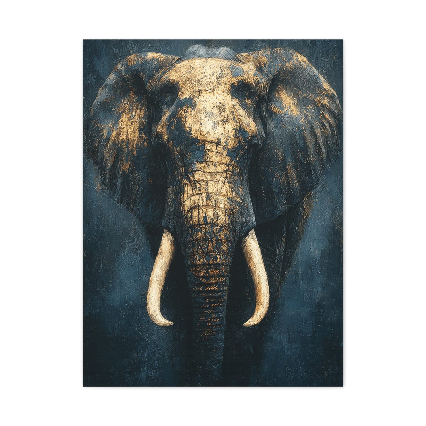 Black and Gold Regal Elephant Portrait Wall Art & Canvas Print