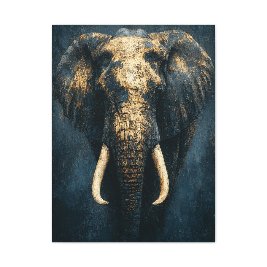Black and Gold Regal Elephant Portrait Wall Art & Canvas Print