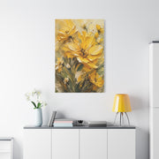 Impasto Golden Floral Texture Composition Wall Art & Canvas Print