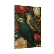 Green Botanical Songbird Pattern Wall Art & Canvas Print