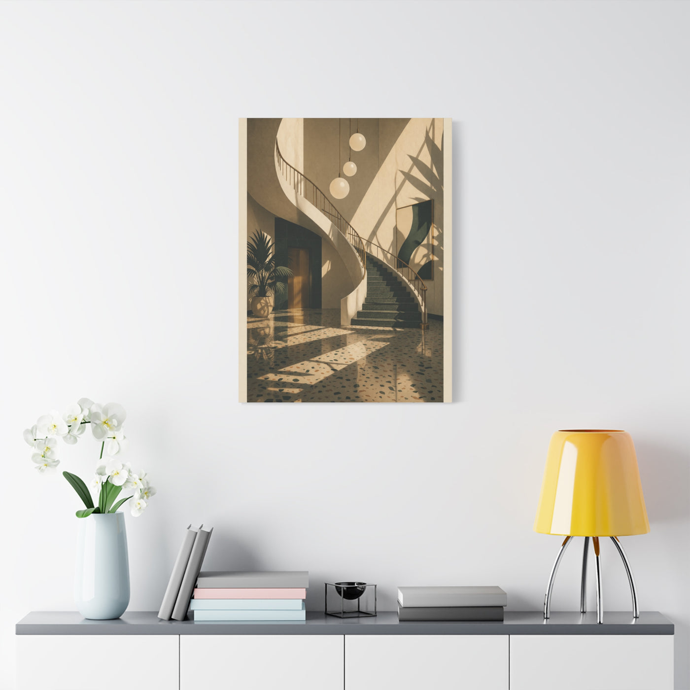 Sculptural Staircase Modernist Interior Wall Art & Canvas Print