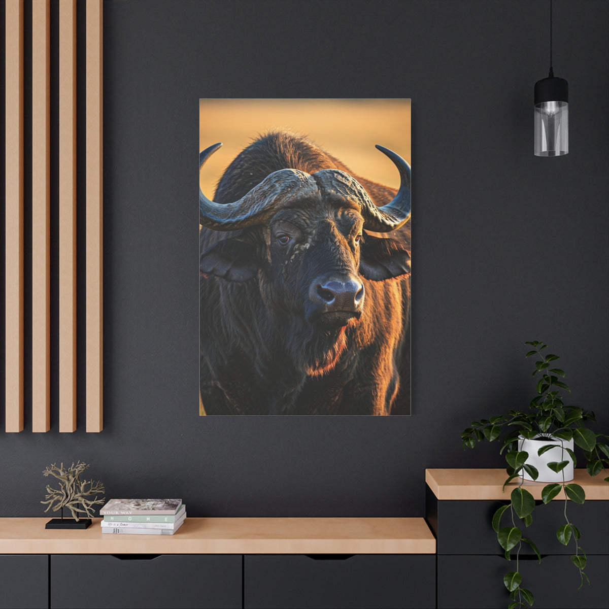 Golden Sunset Cape Buffalo Portrait Wall Art & Canvas Print
