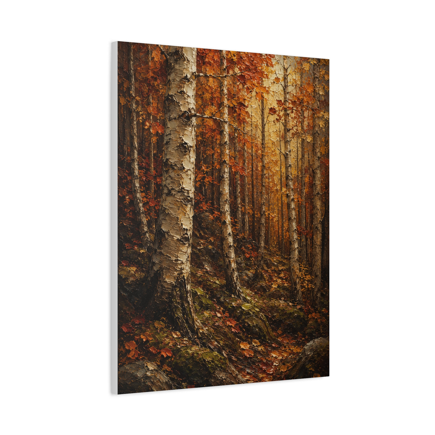 Autumn Birch Forest Painterly Path Trees Wall Art & Canvas Print